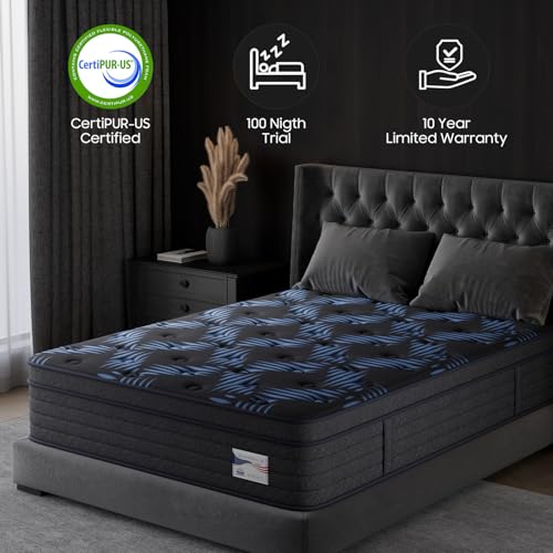 Full Size 10 Inch Hybrid Mattress Medium Firm with Zoned Support Cooling Gel Foam