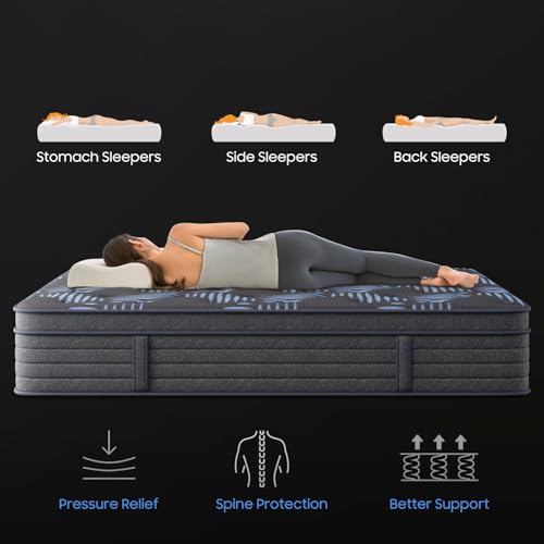 Full Size 10 Inch Hybrid Mattress Medium Firm with Zoned Support Cooling Gel Foam