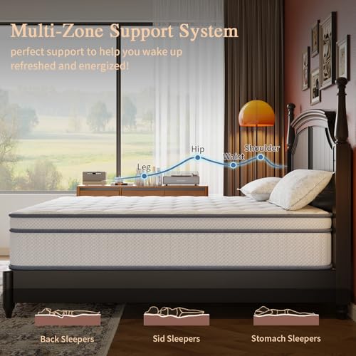 12 Inch Full Size Hybrid Mattress in a Box Medium Firm Support Cooling Comfort Pocket Coil Support