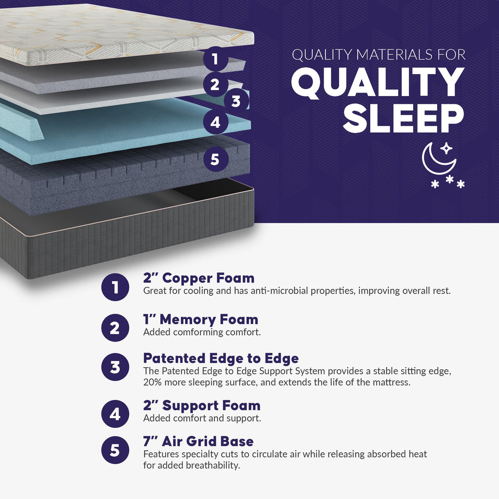 12" Copper Gel Infused Premium Memory Foam Mattress