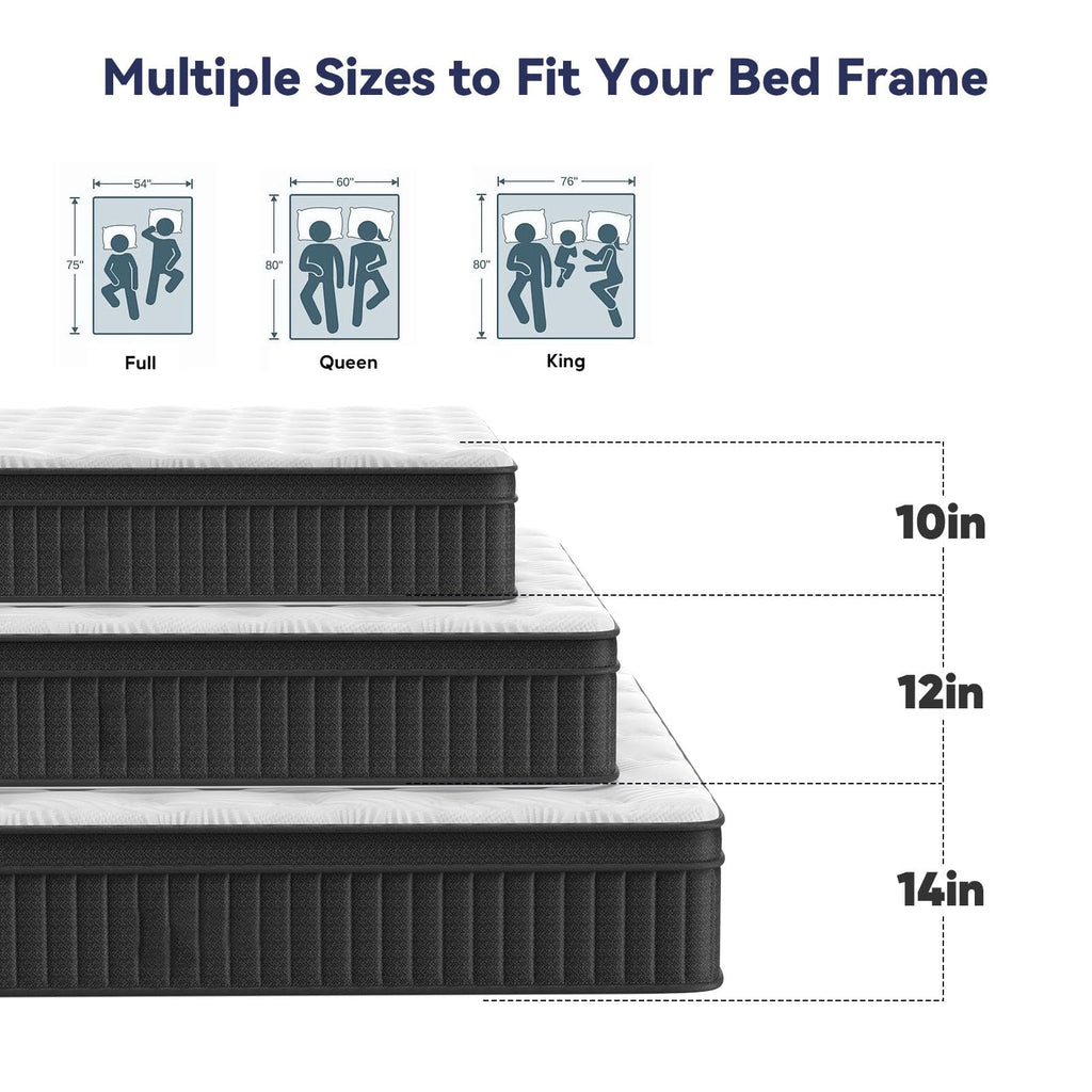 14 Inch Hybrid Copper Gel Memory Foam Mattress Plush Cooling Support